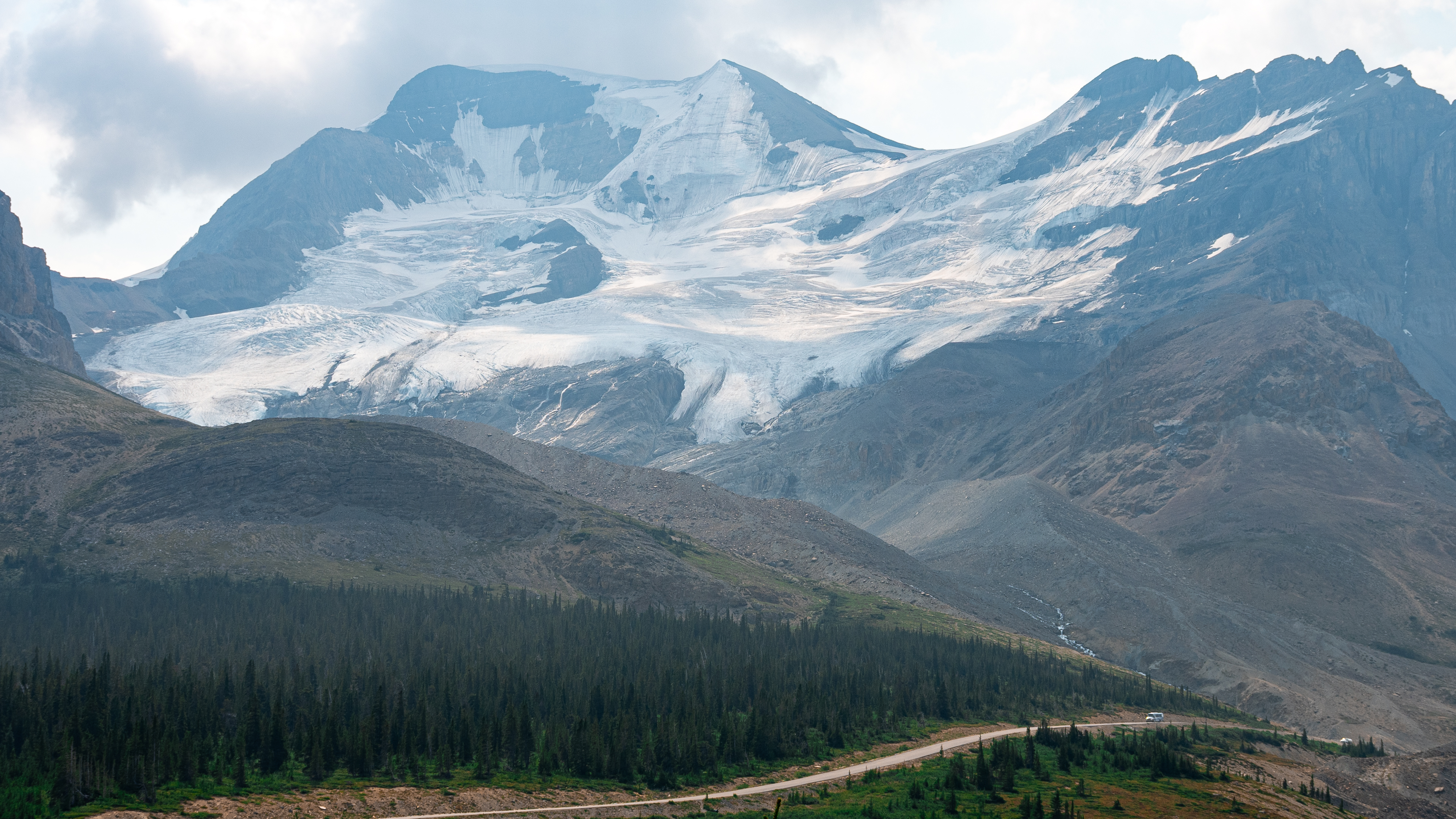Athabasca Glacier descending from the Columbia Icefield